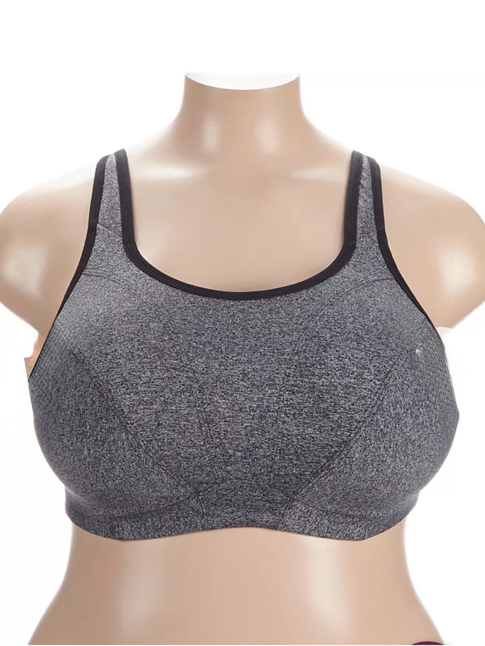 Goddess Wire Free Sports Bra 36D High Impact Support Heather Gray